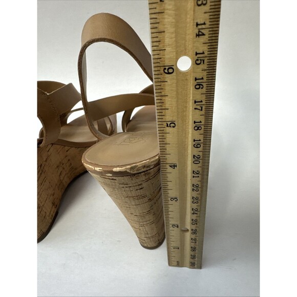 Franco Sarto Womens Pelma Sandals Cork Platform Beige Faux Leather Strappy sz 8M - Picture 5 of 11